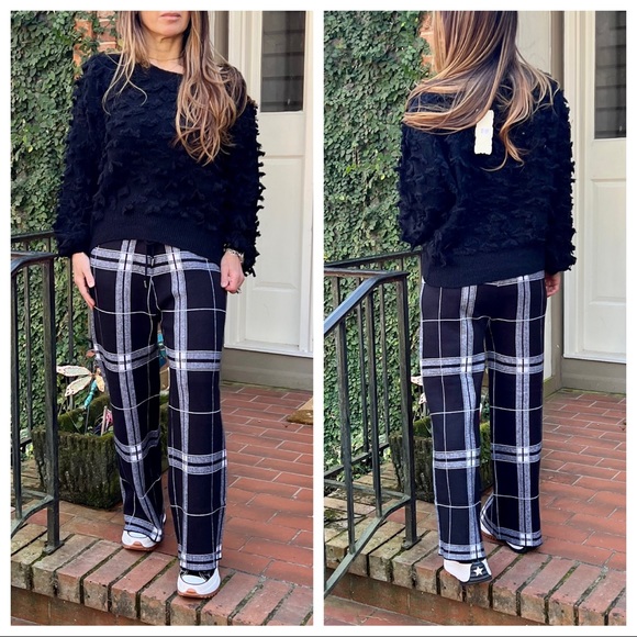 #31 Fall PARIS black/white
bold check print wide leg Fabulous Soft Knit Pants - Picture 4 of 8